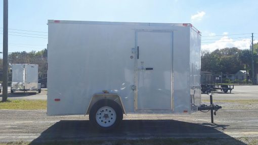 6x10 SA Trailer - White, Ramp, Side Door, Extra Height