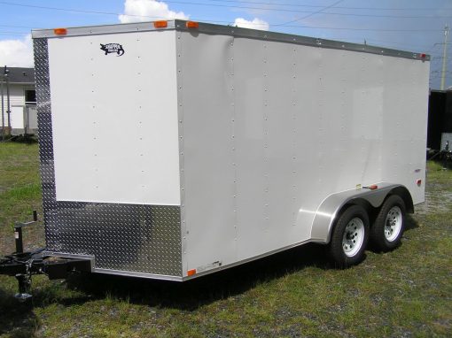 7x14 TA Trailer - White, Double Doors, Side Door, Extra Height