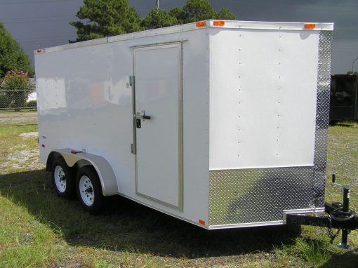 7x14 TA Trailer - White, Double Doors, Side Door, Extra Height