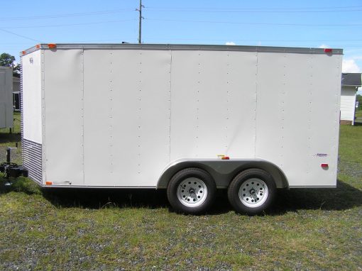 7x14 TA Trailer - White, Double Doors, Side Door, Extra Height