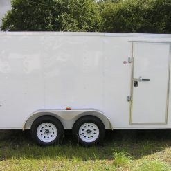 7x14 TA Trailer - White, Double Doors, Side Door, Extra Height