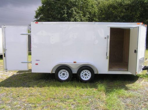 7x14 TA Trailer - White, Double Doors, Side Door, Extra Height