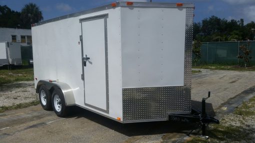 7x14 TA Trailer - White, Ramp, Side Door, Extra Height