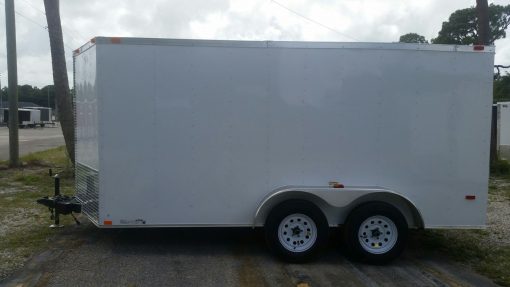 7x14 TA Trailer - White, Ramp, Side Door, Extra Height