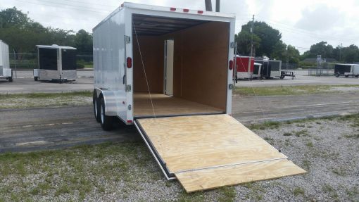 7x14 TA Trailer - White, Ramp, Side Door, Extra Height