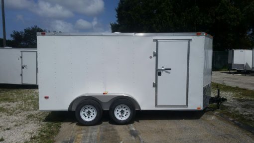 7x14 TA Trailer - White, Ramp, Side Door, Extra Height