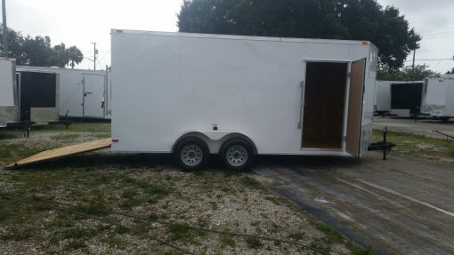 7x14 TA Trailer - White, Ramp, Side Door, Extra Height