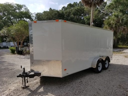 7x16 TA Trailer - White, Double Doors, Side Door, Extra Height