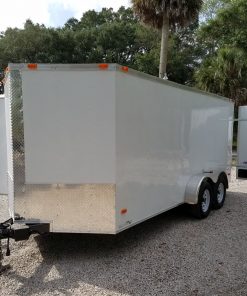 7x16 TA Trailer - White, Double Doors, Side Door, Extra Height