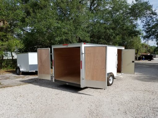 7x16 TA Trailer - White, Double Doors, Side Door, Extra Height