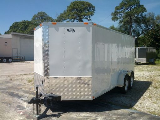 7x16 TA Trailer - White, Ramp, Side Door, Extra Height