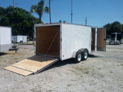 7x16 TA Trailer - White, Ramp, Side Door, Extra Height