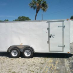 7x16 TA Trailer - White, Ramp, Side Door, Extra Height