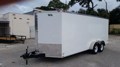 7x18 TA Trailer - White, Ramp, Side Door, Extra Height