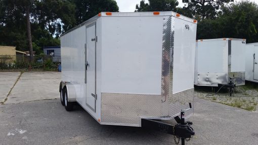 7x18 TA Trailer - White, Ramp, Side Door, Extra Height