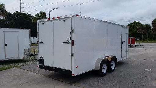 7x18 TA Trailer - White, Ramp, Side Door, Extra Height