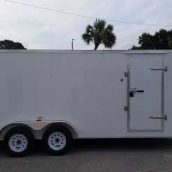 7x18 TA Trailer - White, Ramp, Side Door, Extra Height