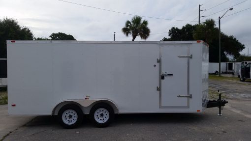 7x18 TA Trailer - White, Ramp, Side Door, Extra Height