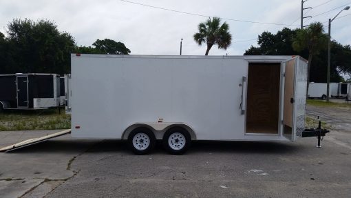 7x18 TA Trailer - White, Ramp, Side Door, Extra Height