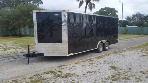 8.5x20 TA Trailer - Black, Double Barn Doors, Side Door, D-Rings