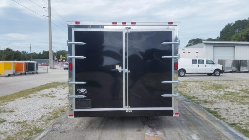 8.5x20 TA Trailer - Black, Double Barn Doors, Side Door, D-Rings