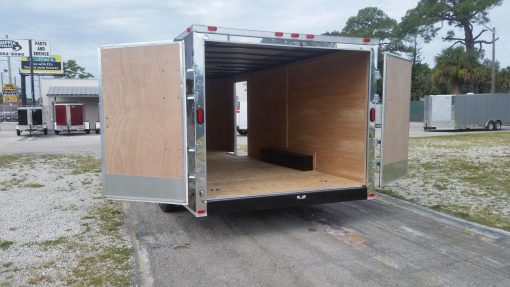 8.5x20 TA Trailer - Black, Double Barn Doors, Side Door, D-Rings