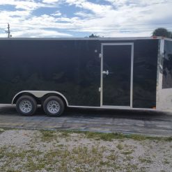 8.5x20 TA Trailer - Black, Double Barn Doors, Side Door, D-Rings