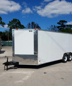 8.5x20 TA Trailer - White, Ramp, Side Door, 5K Axles, D-Rings