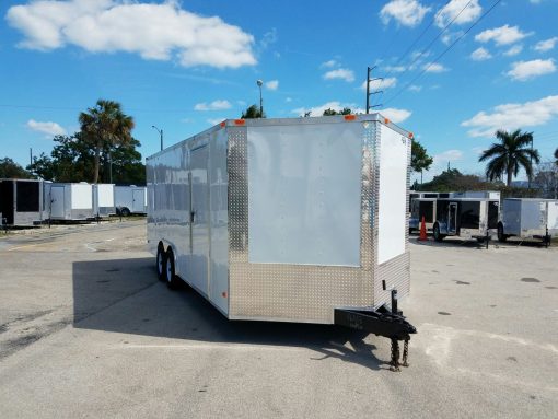 8.5x20 TA Trailer - White, Ramp, Side Door, 5K Axles, D-Rings