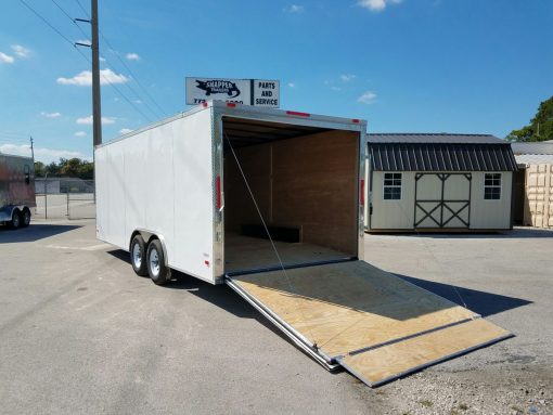 8.5x20 TA Trailer - White, Ramp, Side Door, 5K Axles, D-Rings