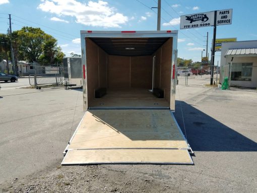 8.5x20 TA Trailer - White, Ramp, Side Door, 5K Axles, D-Rings