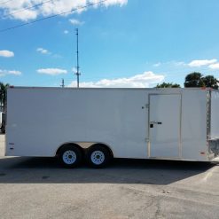 8.5x20 TA Trailer - White, Ramp, Side Door, 5K Axles, D-Rings