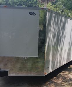 8.5x24 TA Trailer - White, Ramp, Side Door, 5K Axles, D-Rings