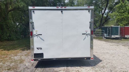 8.5x24 TA Trailer - White, Ramp, Side Door, 5K Axles, D-Rings