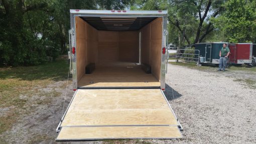 8.5x24 TA Trailer - White, Ramp, Side Door, 5K Axles, D-Rings