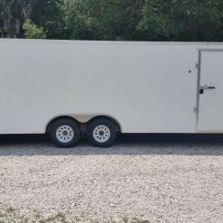 8.5x24 TA Trailer - White, Ramp, Side Door, 5K Axles, D-Rings