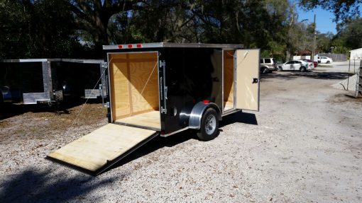 5x10 SA Trailer - Black, Ramp, Side Door