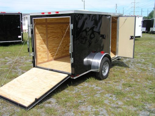 5x10 SA Trailer - Black, Ramp, Side Door, Roof Vent