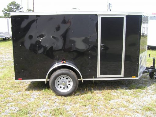 5x10 SA Trailer - Black, Ramp, Side Door, Roof Vent