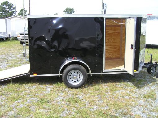 5x10 SA Trailer - Black, Ramp, Side Door, Roof Vent