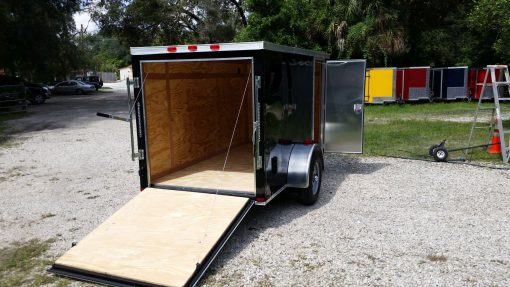 5x10 SA Trailer - Black, Ramp, Side Door, Side Vents