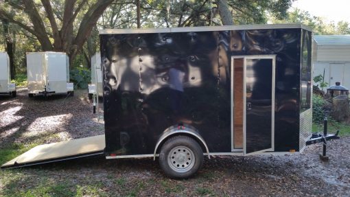 5x10 SA Trailer - Black, Ramp, Side Door, Side Vents, Extra Height