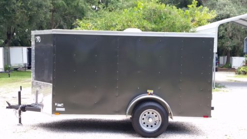 5x10 SA Trailer - Charcoal Grey, Ramp, Side Door, Roof Vent