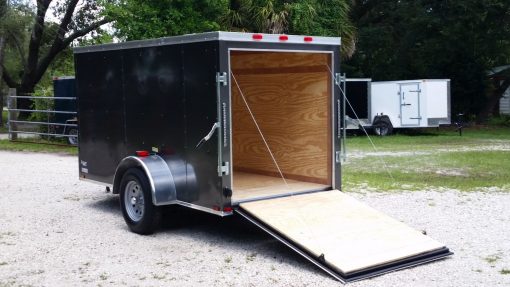 5x10 SA Trailer - Charcoal Grey, Ramp, Side Door, Roof Vent