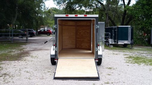 5x10 SA Trailer - Charcoal Grey, Ramp, Side Door, Roof Vent