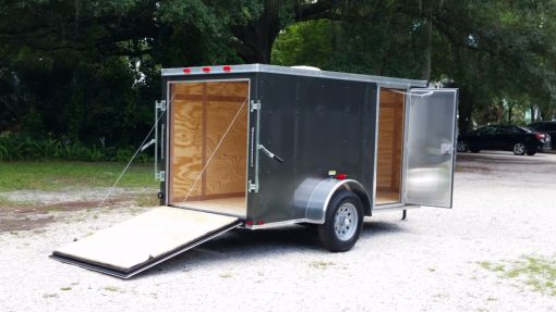 5x10 SA Trailer - Charcoal Grey, Ramp, Side Door, Roof Vent