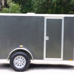 5x10 SA Trailer - Charcoal Grey, Ramp, Side Door, Roof Vent