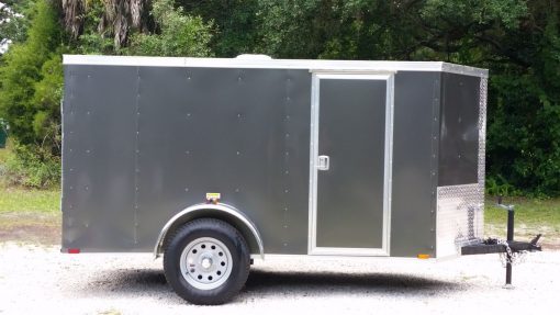 5x10 SA Trailer - Charcoal Grey, Ramp, Side Door, Roof Vent