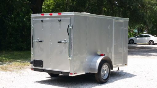 5x10 SA Trailer - Silver Frost, Ramp, Side Door, Roof Vent