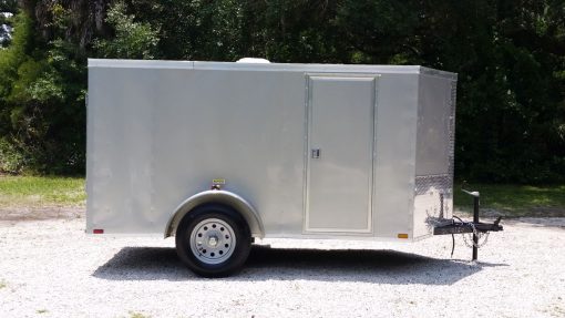 5x10 SA Trailer - Silver Frost, Ramp, Side Door, Roof Vent